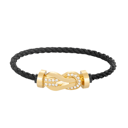 [Noble Jewelry]CHANCE LARGE 8 FIGURE BUCKLE HALF DIAMOND BRACELET GOLD