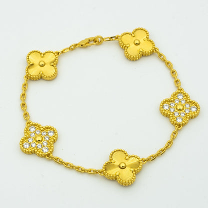 [Noble Jewelry]CLOVER BRACELET 5 MOTIFS GOLD DIAMOND