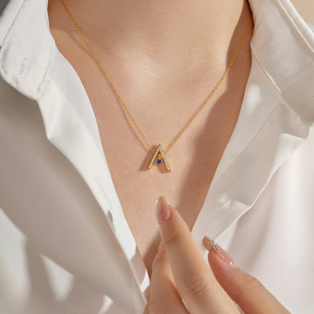 [Noble Jewelry]Sparkling "A" Shape Necklace