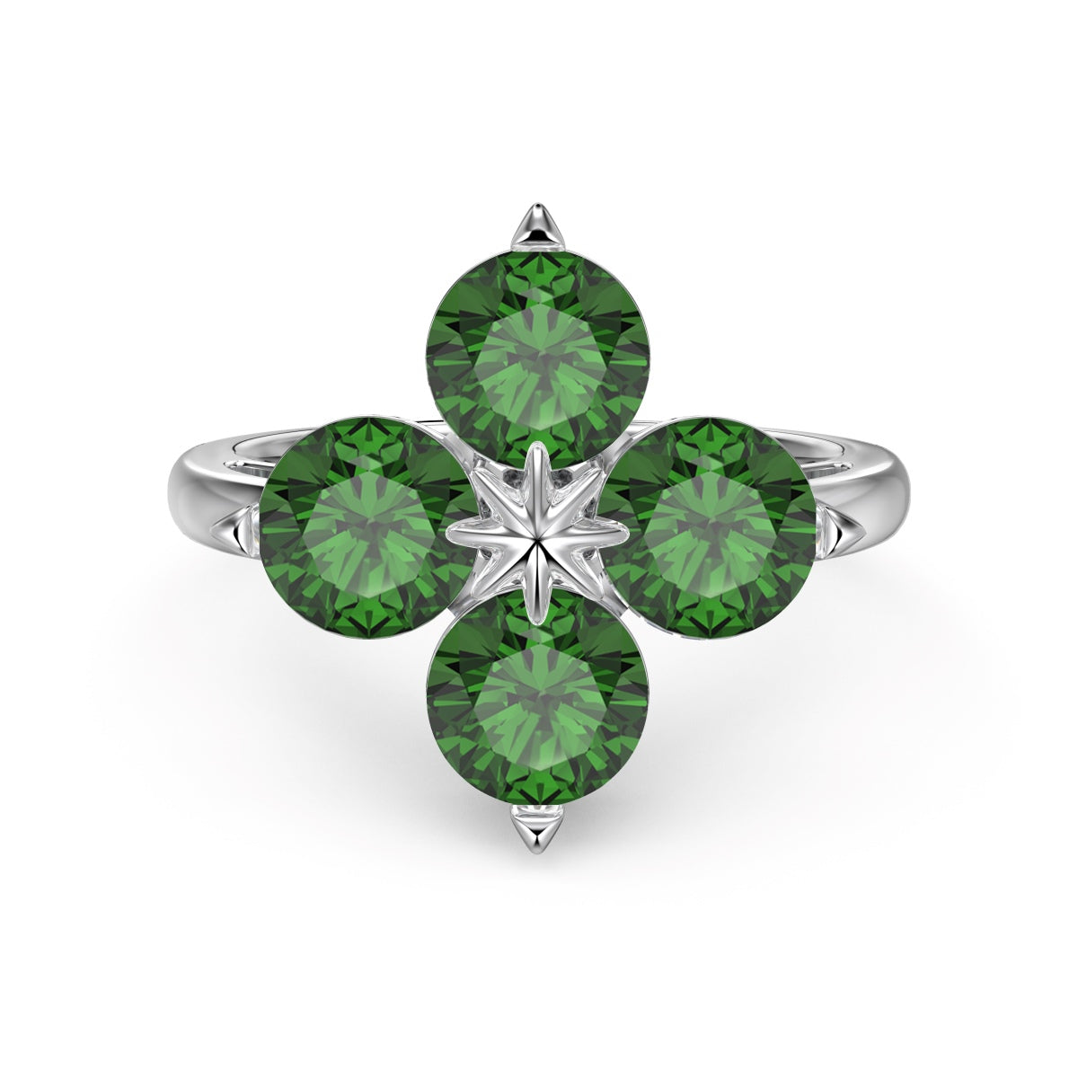 [Noble Jewelry]Four-Leaf Clover Eight-Pointed Star Ring