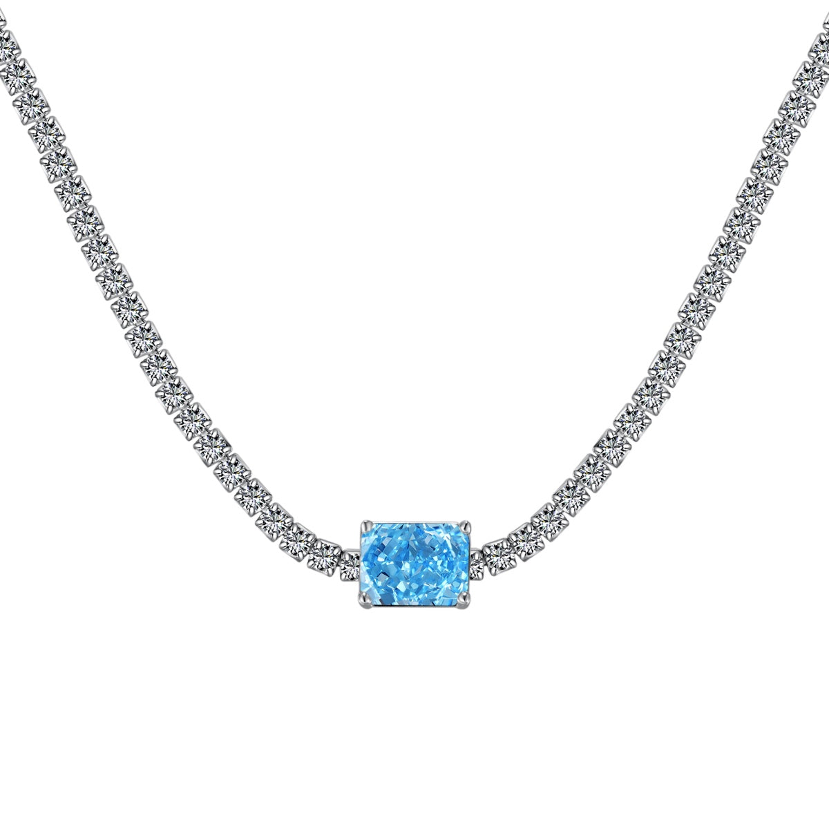 [Noble Jewelry]2.0 carat Ornate Emerald Cut Necklace