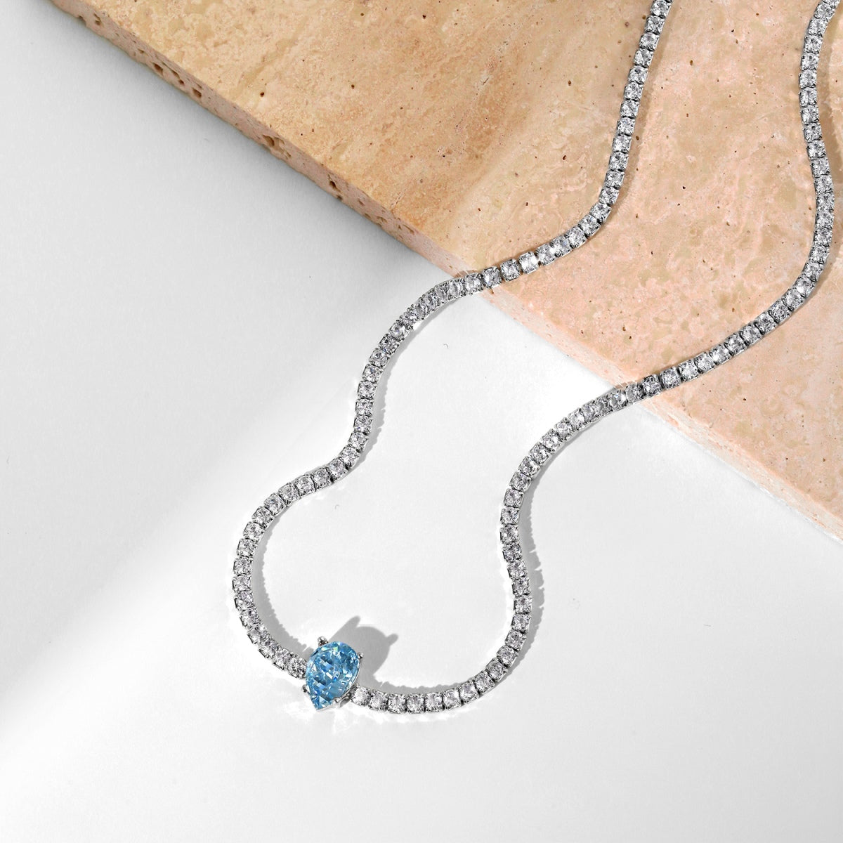 [Noble Jewelry]1.0 carat Unique Pear Cut Tennis Necklace