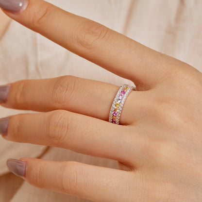 [Noble Jewelry]Delicate Colorful Round Cut Daily Ring