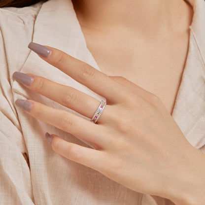 [Noble Jewelry]Delicate Colorful Round Cut Daily Ring