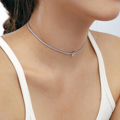 [Noble Jewelry]1.0 carat Unique Pear Cut Tennis Necklace