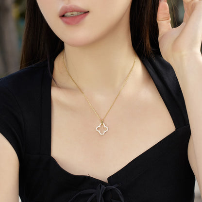 [Noble Jewelry]Four-Leaf Clover Hollow Design Exquisite Necklace