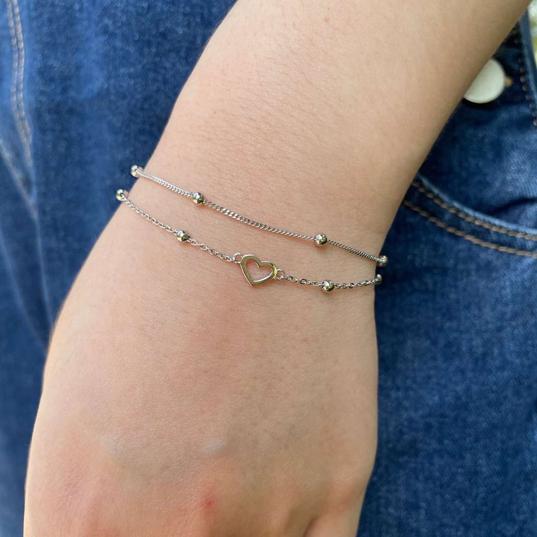 [Noble Jewelry]Dainty Double Layer Love Heart Bracelet