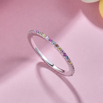 [Noble Jewelry]Ornate Colorful Round Cut Tennis Ring