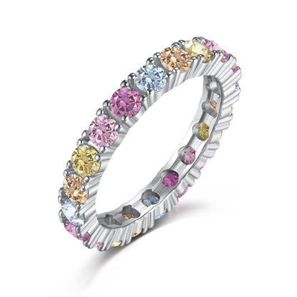 [Noble Jewelry]Dazzling Lustrous Round Cut Tennis Ring