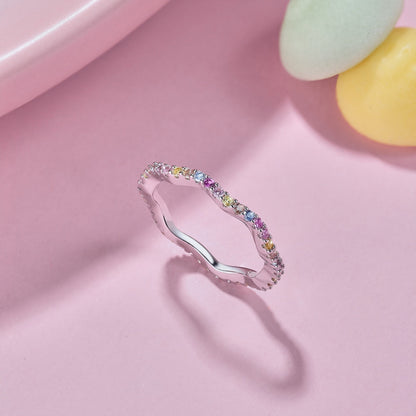 [Noble Jewelry]Dainty Colorful Round Cut Party Ring