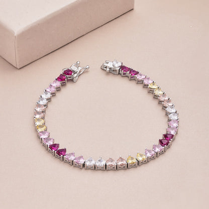 [Noble Jewelry]Luxurious Colorful Romantic Heart Shape Lover Bracelet