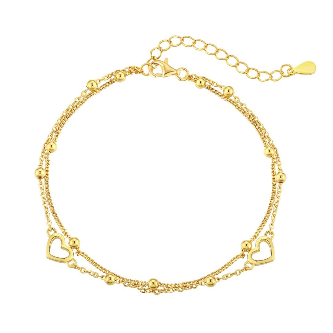 [Noble Jewelry]Dainty Double Layer Love Heart Bracelet