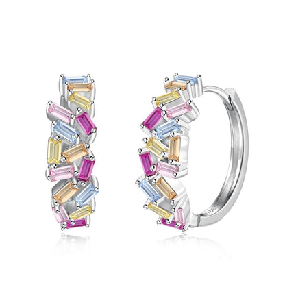 [Noble Jewelry]Dazzling Colorful Emerald Cut Daily Earrings