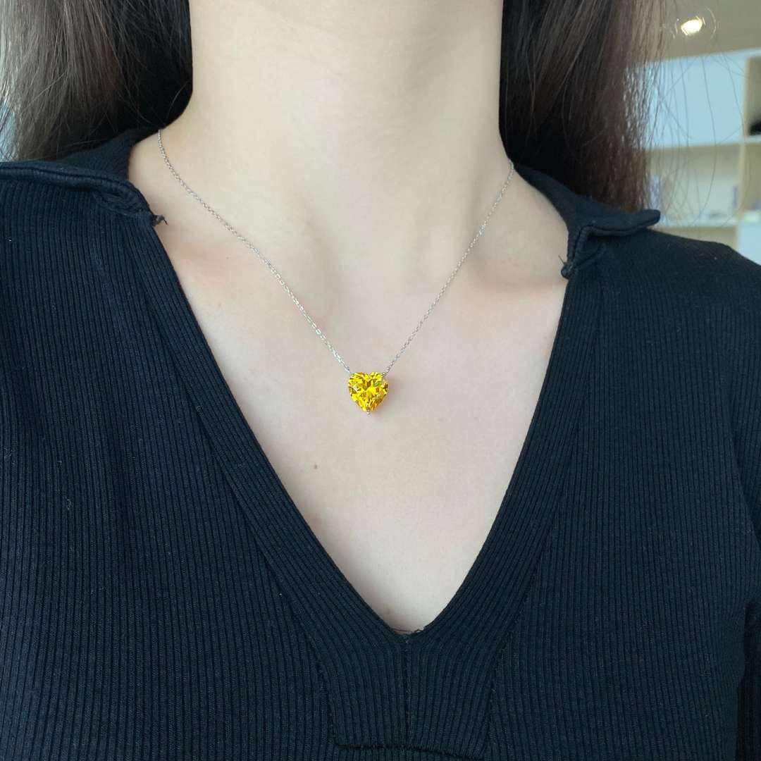 [Noble Jewelry]6.0 carat Radiant Heart Shape Necklace