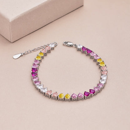 [Noble Jewelry]Luxurious Colorful Romantic Heart Shape Lover Bracelet