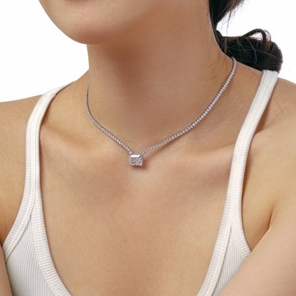 [Noble Jewelry]4.0 Carat Elegant Radiant Cut Necklace