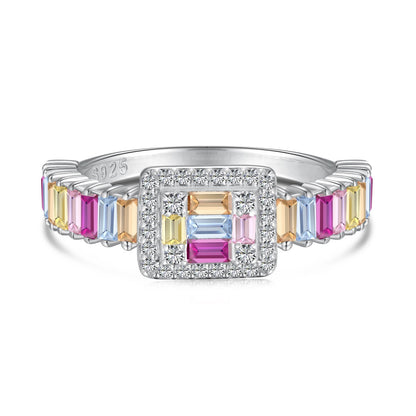 [Noble Jewelry]Exquisite Colorful Radiant Cut Party Ring