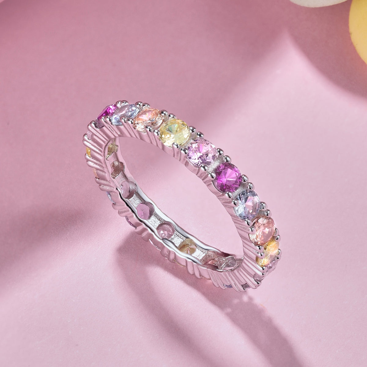 [Noble Jewelry]Dazzling Lustrous Round Cut Tennis Ring