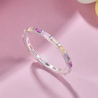 [Noble Jewelry]Exquisite Multicolored Emerald Cut Daily Ring