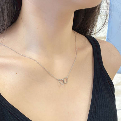 [Noble Jewelry]Sterling Silver Love Double Ring Necklace