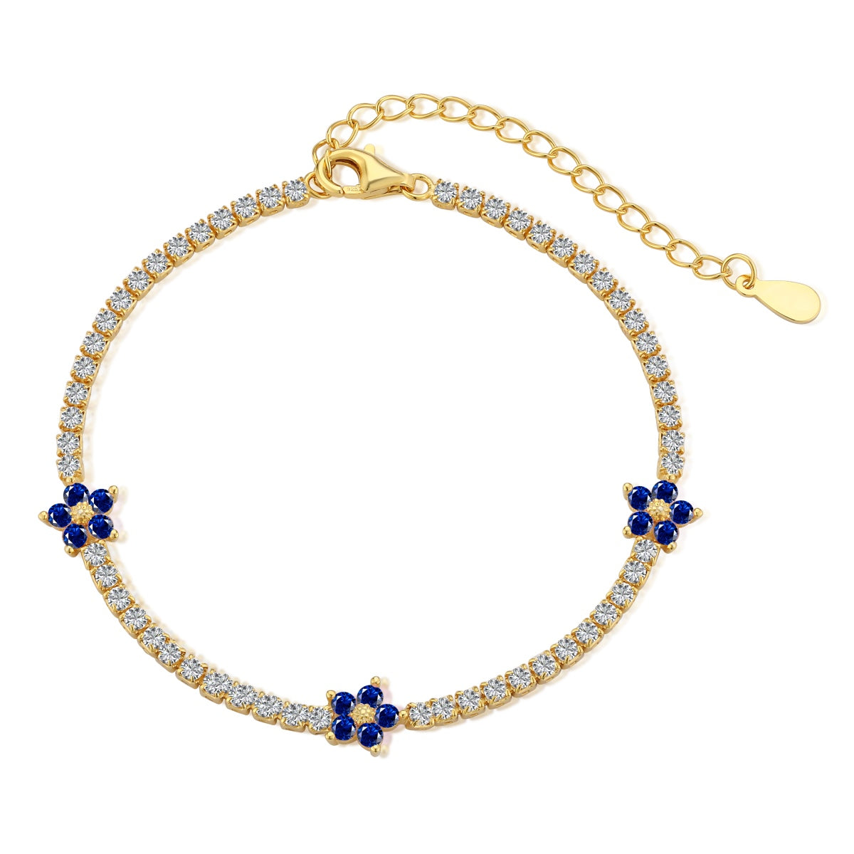 [Noble Jewelry]Sparkling Flower Shape Tennis Bracelet