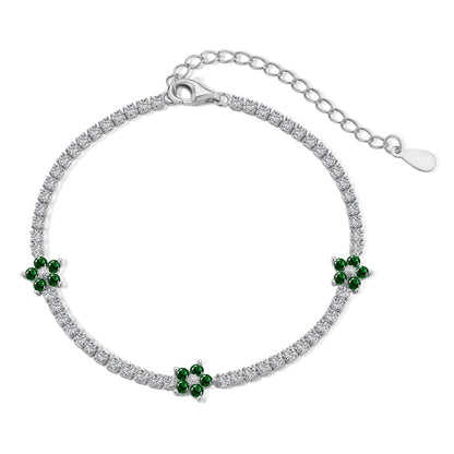 [Noble Jewelry]Sparkling Flower Shape Tennis Bracelet