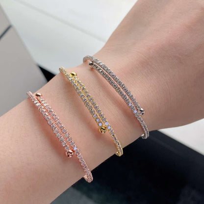 [Noble Jewelry]Row of Diamonds Round Fashion Bracelet