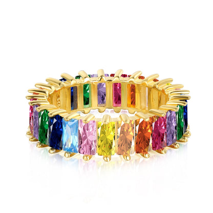 [Noble Jewelry]Unique Colorful Radiant Cut RIng