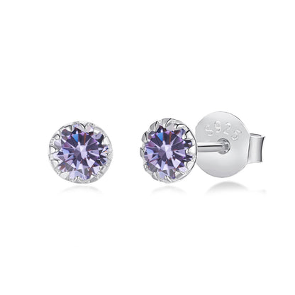 [Noble Jewelry]Sparkling Colorful Round Shape Earrings