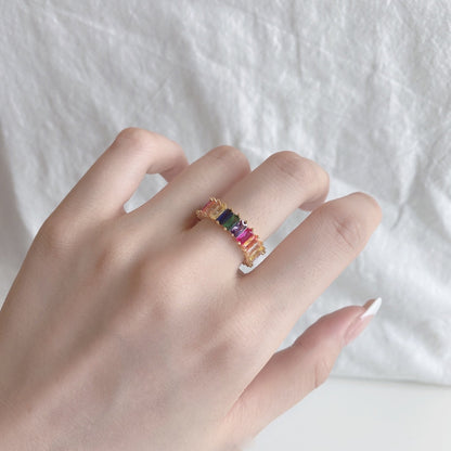 [Noble Jewelry]Unique Colorful Radiant Cut RIng