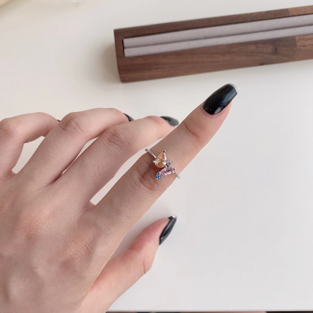 [Noble Jewelry]Radiant Colorful Multi Cut Daily Ring