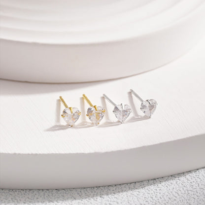 [Noble Jewelry]Sparkling Heart Shaped Simple Earrings