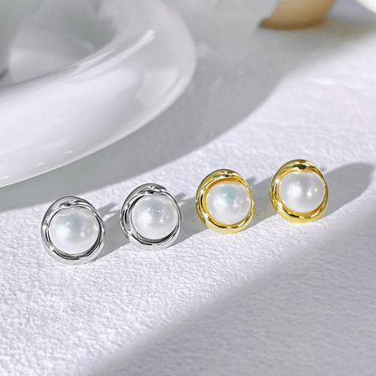 [Noble Jewelry]Dainty Bread Pearl Earrings