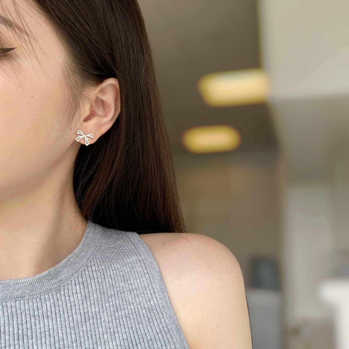 [Noble Jewelry]Dainty Bow Shape Earrings