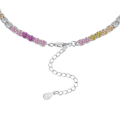 [Noble Jewelry]Delicate Colorful Tennis Necklace