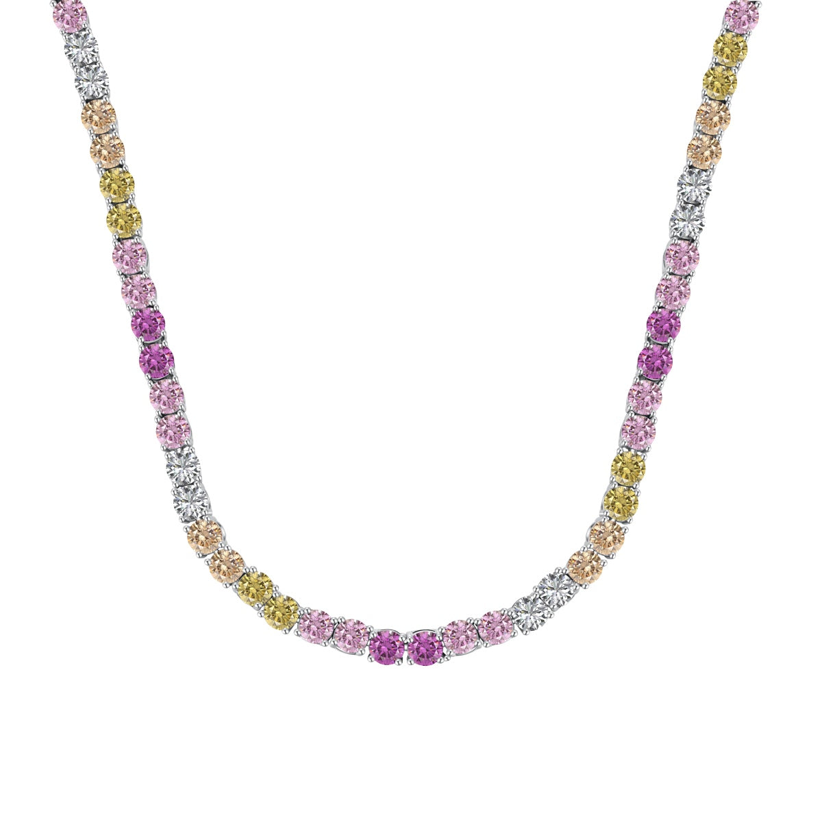 [Noble Jewelry]Delicate Colorful Tennis Necklace