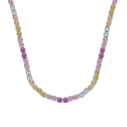 [Noble Jewelry]Delicate Colorful Tennis Necklace