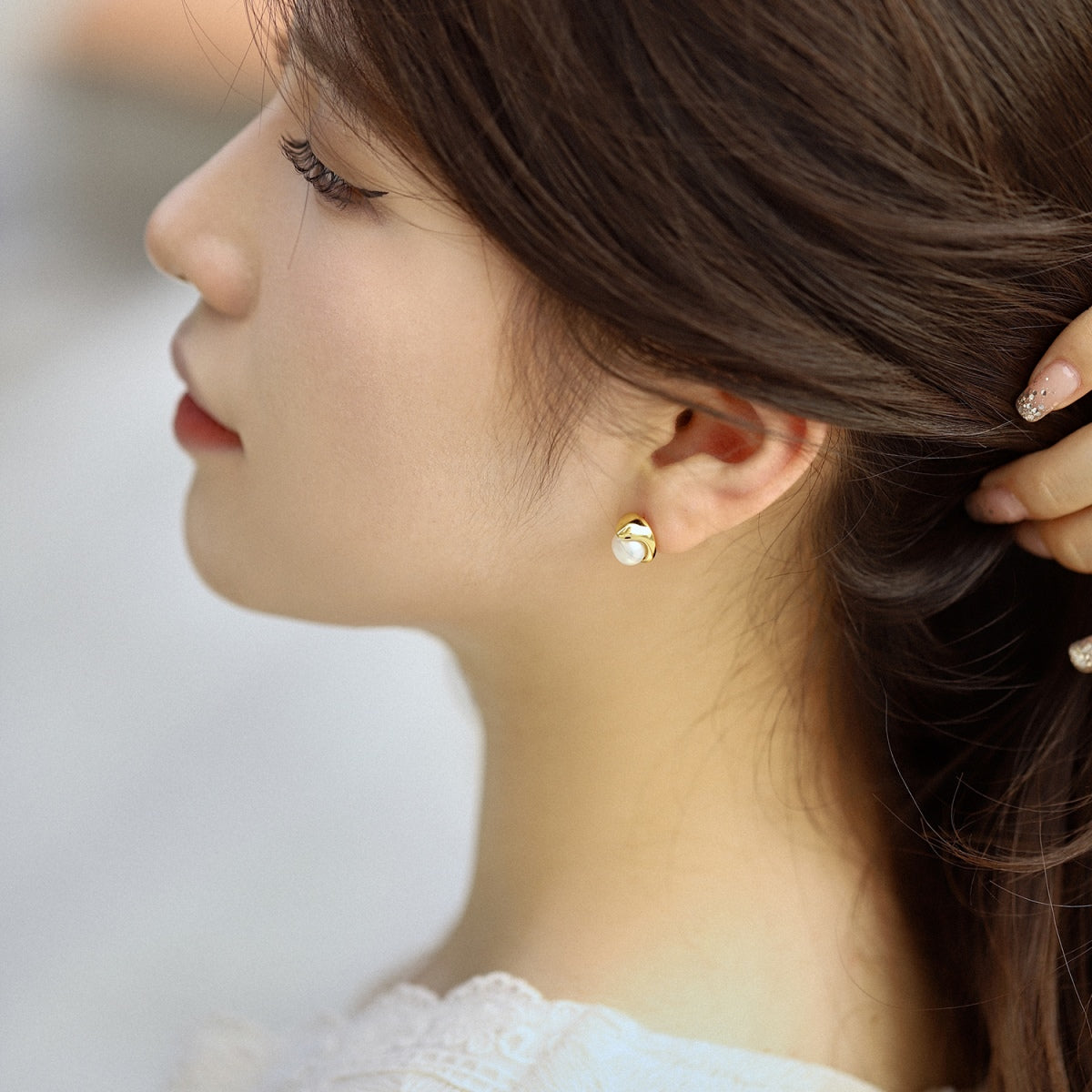 [Noble Jewelry]Dainty Bread Pearl Earrings