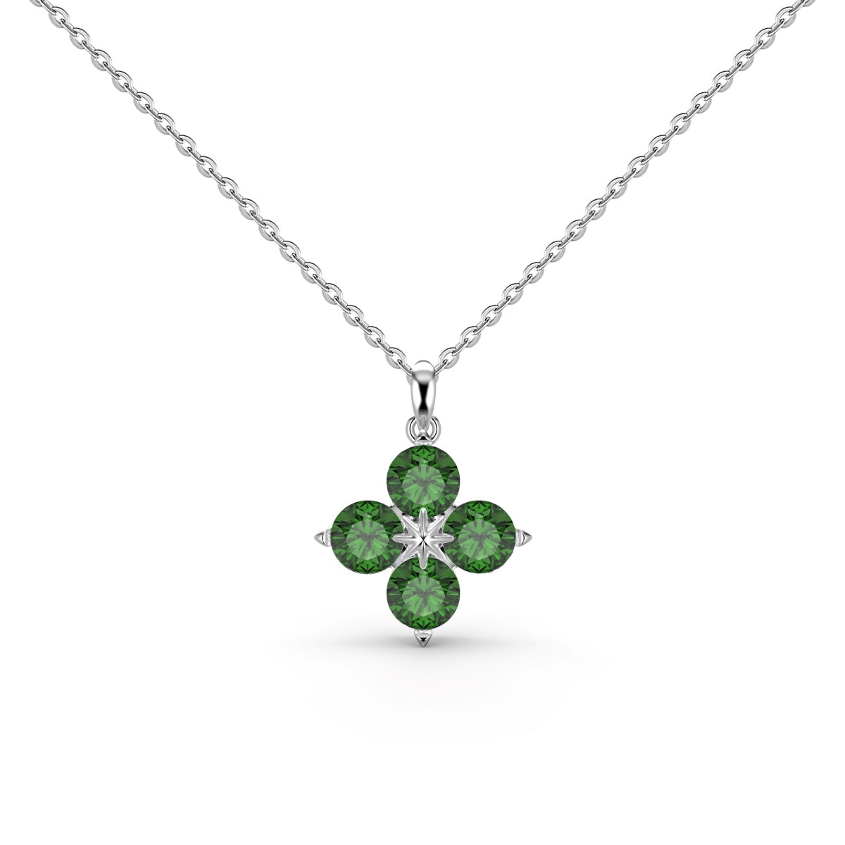 [Noble Jewelry]Four-Leaf Clover And Eight-Pointed Star Necklace