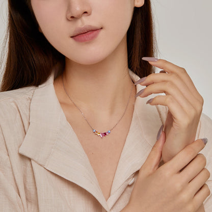 [Noble Jewelry]Dainty Colorful Heart Necklace