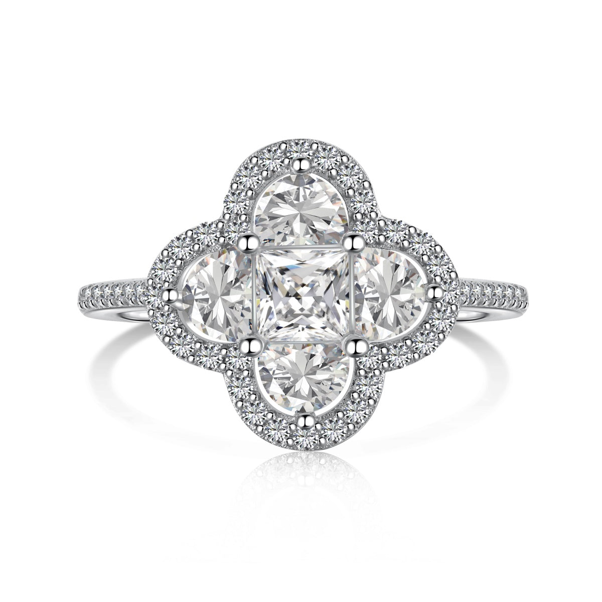 [Noble Jewelry]Luxurious Eternity Flower Shape Banquet Ring