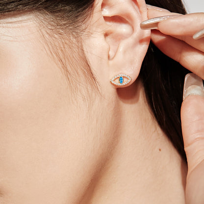 [Noble Jewelry]Blue Devil Eyes Hollow Stud Earrings