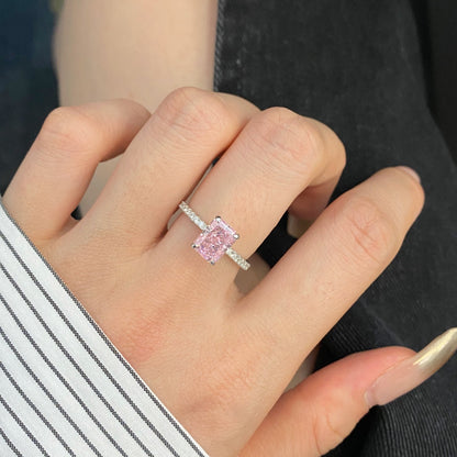 [Noble Jewelry]2.0 Carat Dazzling Sparkling Radiant Cut Party Ring