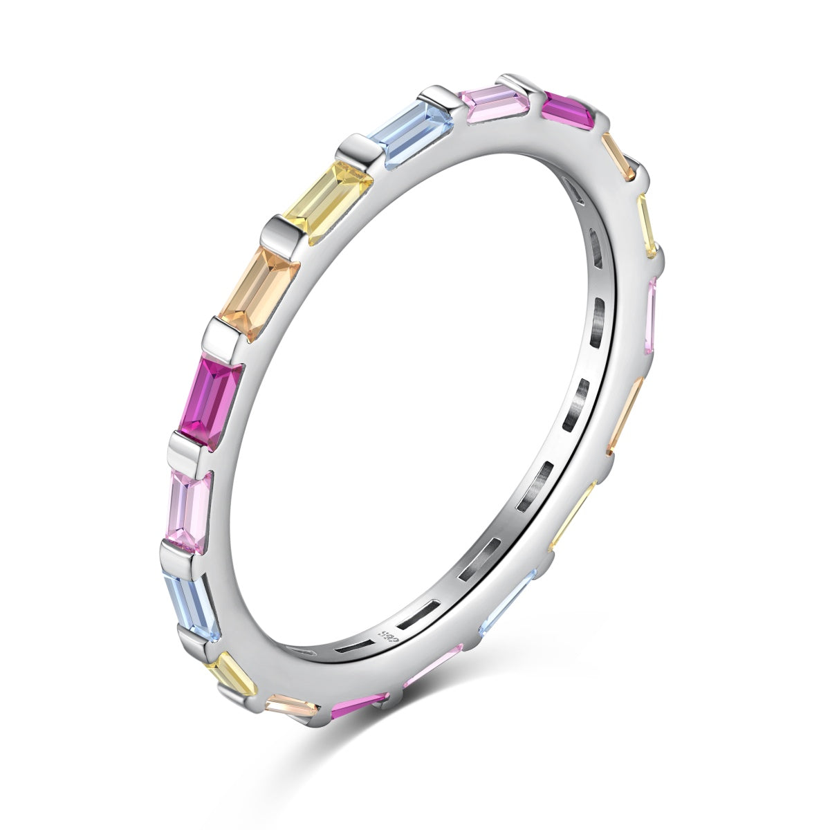 [Noble Jewelry]Exquisite Multicolored Emerald Cut Daily Ring