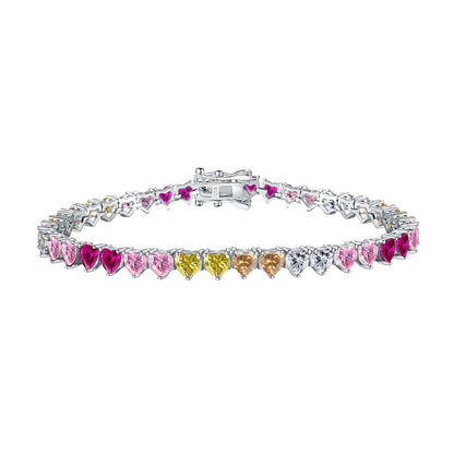 [Noble Jewelry]Luxurious Colorful Romantic Heart Shape Lover Bracelet