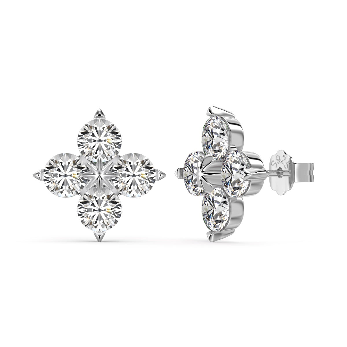 [Noble Jewelry]Four-Leaf Clover Eight-Pointed Star Earrings