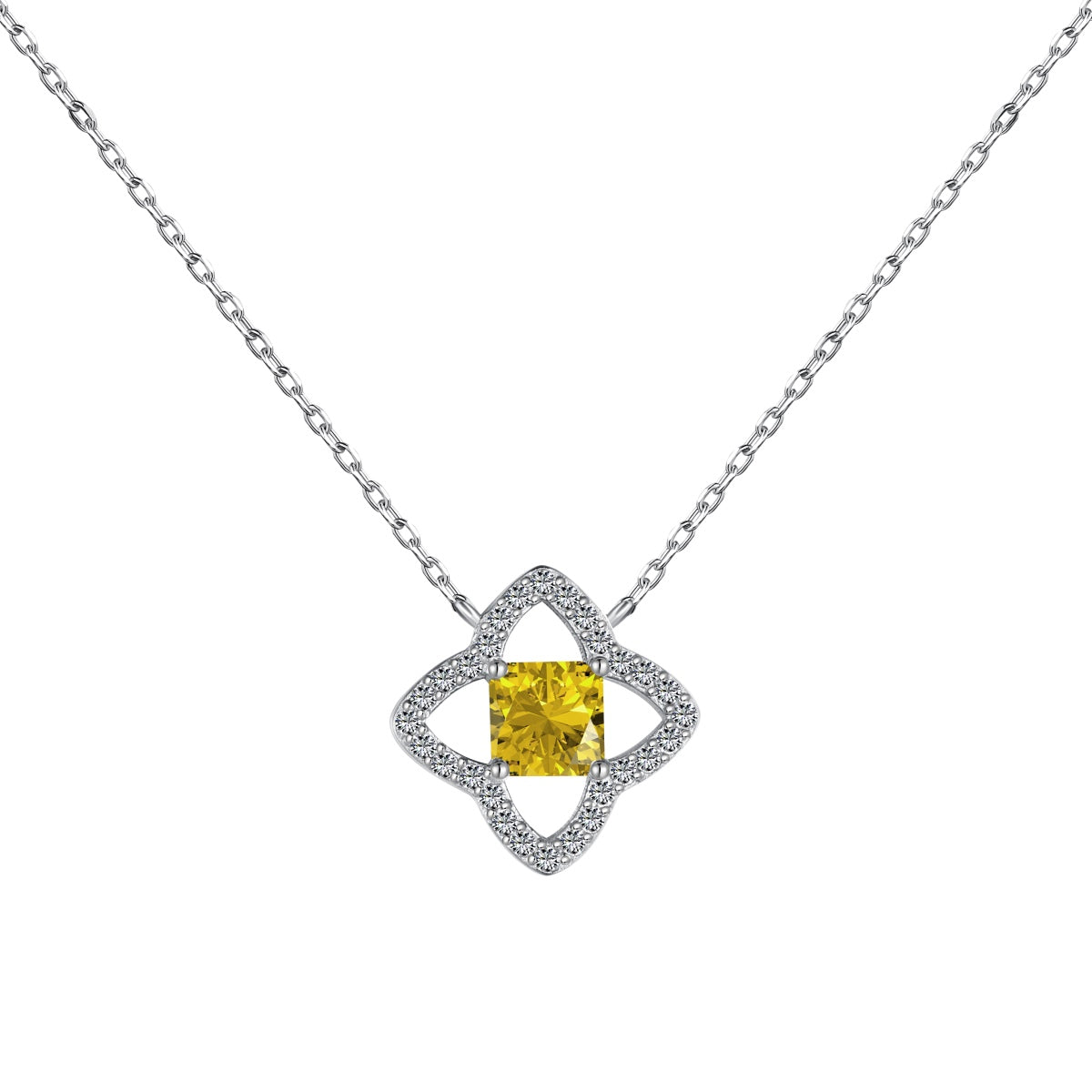 [Noble Jewelry]Exquisite Flower Shape Princess Cut Necklace