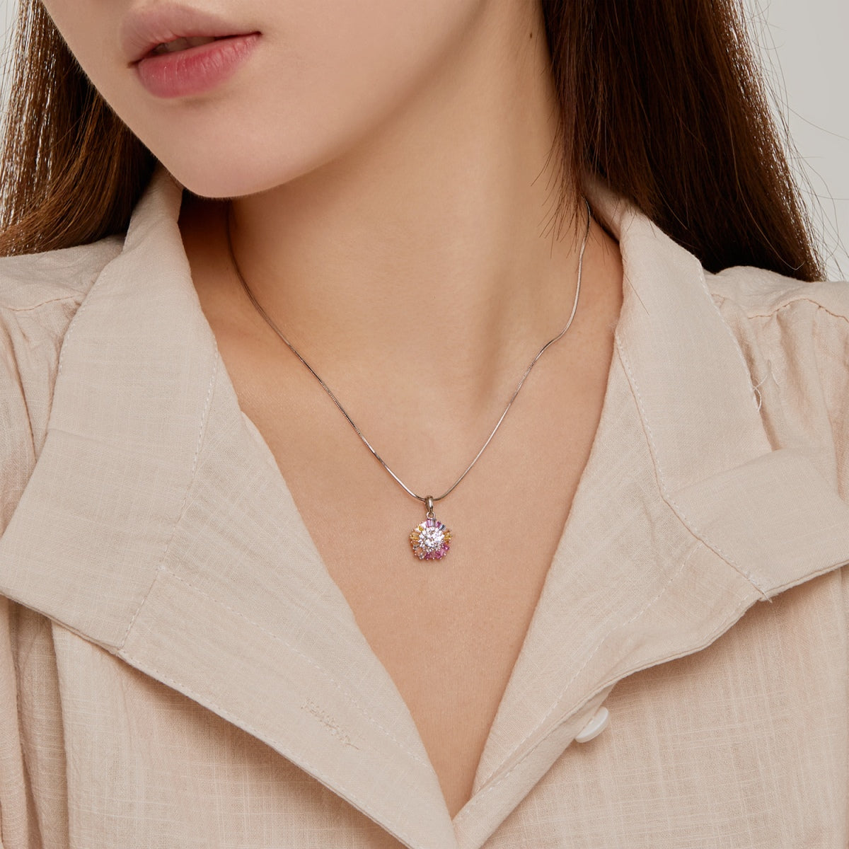 [Noble Jewelry]Charming Flower Colorful Necklace