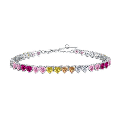 [Noble Jewelry]Luxurious Colorful Romantic Heart Shape Lover Bracelet