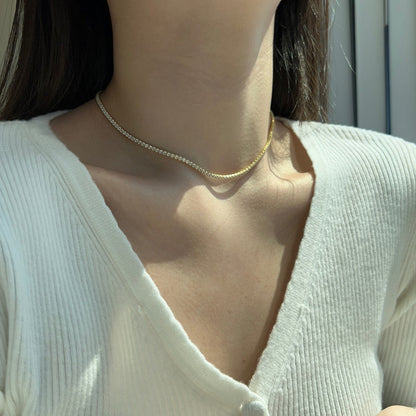 [Noble Jewelry]Delicate Round Shape Tennis Necklace